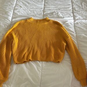 Forever 21 Cropped Mustard Crewneck Sweater
